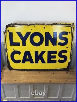 Large Vintage original enamel' LYONS CALES' Advertising sign antique