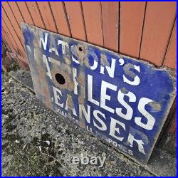 Large Watsons Matchless Cleanser Enamel Sign Original Vintage Rare Antique