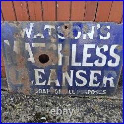Large Watsons Matchless Cleanser Enamel Sign Original Vintage Rare Antique Large Watsons Matchless Cleanser Enamel Sign Original Vintage Rare Antique