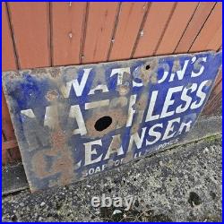 Large Watsons Matchless Cleanser Enamel Sign Original Vintage Rare Antique