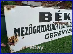 Large vintage Hungarian communist enamel sign, 1950s