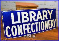 Library Confectionery News of the World 1940s advertising enamel sign vintage re