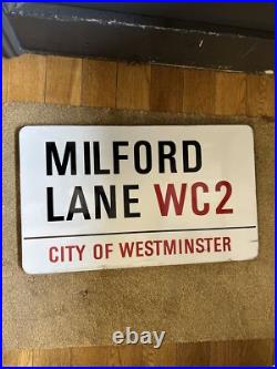 London Enamel Street Sign Milford Lane Wc2 City Of Westminster W Authenticity C London Enamel Street Sign Milford Lane Wc2 City Of Westminster W Authenticity C