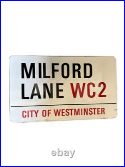London Enamel Street Sign Milford Lane Wc2 City Of Westminster W Authenticity C