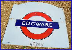 London Underground Edgware original railway enamel sign railwayana rail vintage