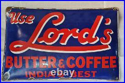 Lords Butter And Coffee Vintage Porcelain Enamel Sign Old Originalgermany 1920
