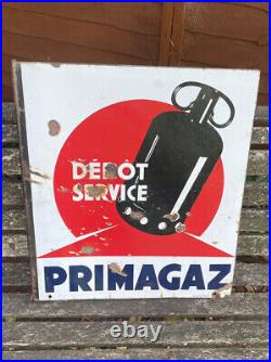 Lovely Vintage Midcentury Double-sided'Primagaz Depot Service' Enamel Sign