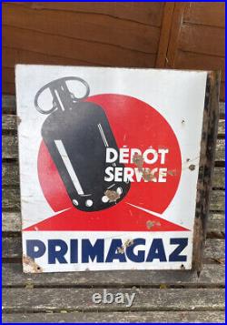 Lovely Vintage Midcentury Double-sided'Primagaz Depot Service' Enamel Sign
