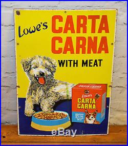 Lowe's Carta Carna enamel sign vintage metal pet advertsing antique dog