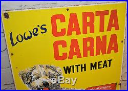 Lowe's Carta Carna enamel sign vintage metal pet advertsing antique dog