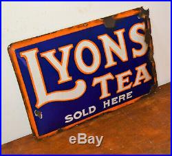 Lyon tea enamel sign advertising mancave garage metal vintage retro kitc