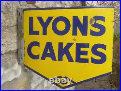 Lyons Cakes Double Sided Vintage Original Enamel Sign