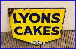 Lyons Cakes Old Enamel Sign Nice Vintage Advertising Antique Sign Man Cave