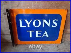 Lyons Tea double sided sign enamel sign. Vintage sign. Lyons Tea enamel sign