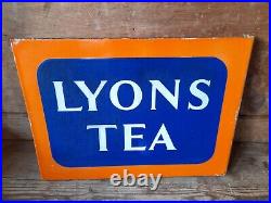 Lyons Tea double sided sign enamel sign. Vintage sign. Lyons Tea enamel sign