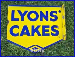 Lyons Vintage Enamel Cakes Advertising Sign Double Sided