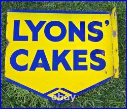 Lyons Vintage Enamel Cakes Advertising Sign Double Sided