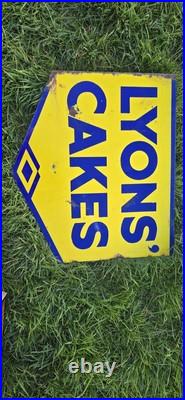 Lyons Vintage Enamel Cakes Advertising Sign Double Sided