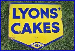 Lyons Vintage Enamel Cakes Advertising Sign Double Sided