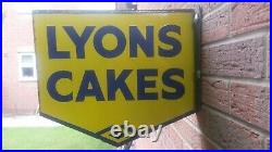Lyons cakes Vintage original enamel sign double sided