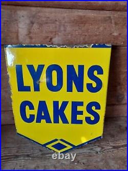 Lyons cakes double sided enamel sign. Vintage sign. Enamel sign