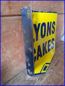 Lyons cakes double sided enamel sign. Vintage sign. Enamel sign