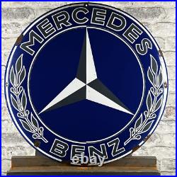 MERCEDES BENZ Enamel Sign ø 23.6 (60cm) Garage Nice Old Retro Vintage XXL Decor