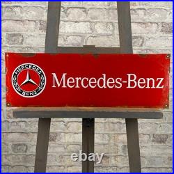 MERCEDES-BENZ Enamel Sign 23.6x7.9 (60x20cm) Nice Dealership Vintage Rare Decor