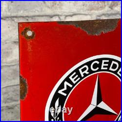 MERCEDES-BENZ Enamel Sign 23.6x7.9 (60x20cm) Nice Dealership Vintage Rare Decor