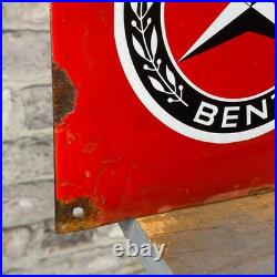 MERCEDES-BENZ Enamel Sign 23.6x7.9 (60x20cm) Nice Dealership Vintage Rare Decor