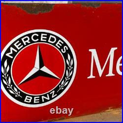 MERCEDES-BENZ Enamel Sign 23.6x7.9 (60x20cm) Nice Dealership Vintage Rare Decor