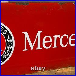 MERCEDES-BENZ Enamel Sign 23.6x7.9 (60x20cm) Nice Dealership Vintage Rare Decor