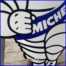 MICHELIN Enamel Sign 16.5x15.4 (42x39cm) Rare Vintage Service Car Tyres Signage MICHELIN Enamel Sign 16.5x15.4 (42x39cm) Rare Vintage Service Car Tyres Signage
