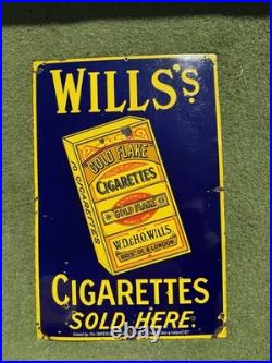 MINT Wills Gold Flake Enamel Sign Vintage Advertising