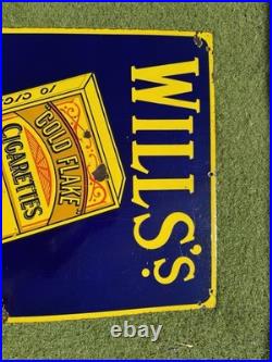 MINT Wills Gold Flake Enamel Sign Vintage Advertising