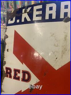 Massive Vintage Original Red EX Enamel Sign