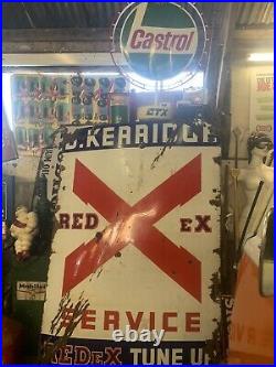 Massive Vintage Original Red EX Enamel Sign