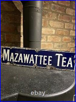 Mazawattee Tea Enamel Sign Original Old Rare Advertising Antique Vintage Kitchen
