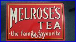 Melrose's Tea Rare Vintage Advertising Sign Tin/Metal (NOT ENAMEL)