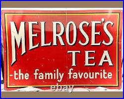 Melrose's Tea-Rare Vintage Advertising Tin/Metal Sign (Not Enamel)-(Length 74cm)