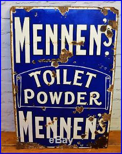 Mennen's toilet powder enamel sign vintage antique retro metal mancave toilet