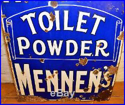 Mennen's toilet powder enamel sign vintage antique retro metal mancave toilet