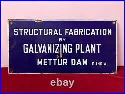 Mettur Dam Original Antique Vintage Advt Tin Enamel Porcelain Sign Board C93