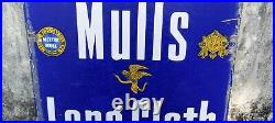 Mettur Mulls Advt Tin Enamel Porcelain Sign Board Long Cloth Antique Vintage E89