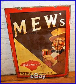Mew's brewery pub enamel sign early advertising mancave garage metal vintage ret