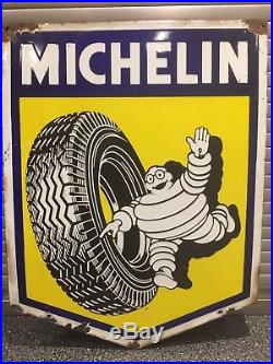Michelin Enamel Sign Old Rare Vintage Classic Car Garage Petrol Oil Mancave