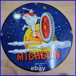 Michelin Globe Porcelain Enamel Sign 29 X 29 Inches