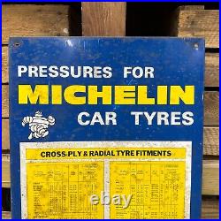 Michelin Tyre Chart Sign Vintage Tin Not Enamel Sign