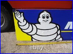 Michelin sign 2 metres long can post, not enamel sign, vintage oil can