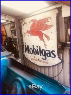 Mobilgas Mobil Oil Vintage Porcelain Sign Rare Barn Find Automobilia Enamel